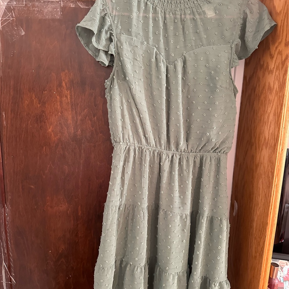 Green Textured Dress